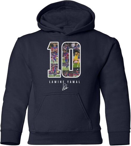 Yamal-Inspired 10 Collage Graphic - Barcelona Tribute Youth Hooded Sweatshirt in Saudi Arabia