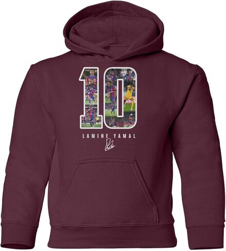 Yamal-Inspired 10 Collage Graphic - Barcelona Tribute Youth Hooded Sweatshirt in Saudi Arabia