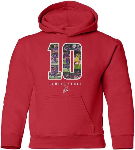 Yamal-Inspired 10 Collage Graphic - Barcelona Tribute Youth Hooded Sweatshirt in Saudi Arabia