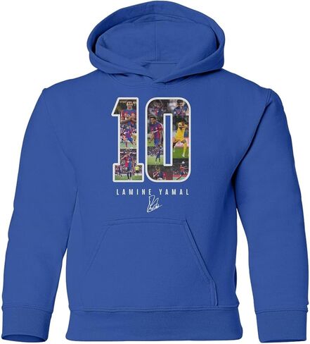 Yamal-Inspired 10 Collage Graphic - Barcelona Tribute Youth Hooded Sweatshirt in Saudi Arabia