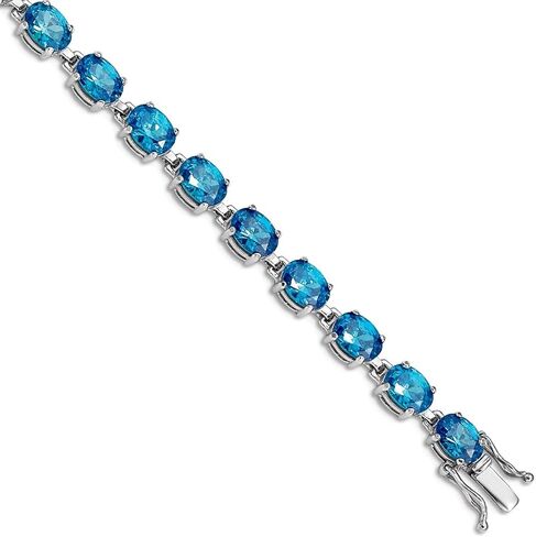 JewelryWeb 925 Sterling Silver Polished Box Catch Closure Blue Topaz Bracelet-Box Clasp 6mm Wide Link-Bracelet for Women in Saudi Arabia