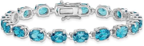 JewelryWeb 925 Sterling Silver Polished Box Catch Closure Blue Topaz Bracelet-Box Clasp 6mm Wide Link-Bracelet for Women in Saudi Arabia