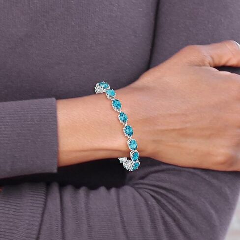 JewelryWeb 925 Sterling Silver Polished Box Catch Closure Blue Topaz Bracelet-Box Clasp 6mm Wide Link-Bracelet for Women in Saudi Arabia