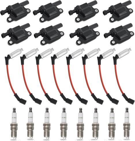 41-110 Iridium Spark Plugs and M8-48322 Spark Plug Wires Compatible with Chevy Silverado Suburban Avalanche Express GMC Cadillac Escalade Yukon Sierra Savana 5.3 6.0L 6.2L V8 LS Truck MCCKLE (8 Set) in Saudi Arabia