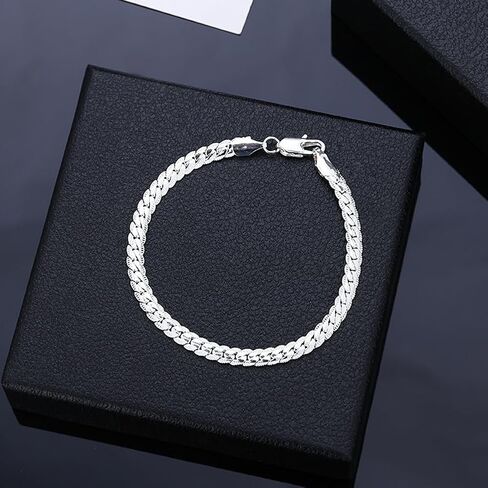 Cuban Chain Bracelet for Men Women, 925 Silver Cuban Link Chain Bracelet, Fashion Hip Hop Jewelry in Saudi Arabia