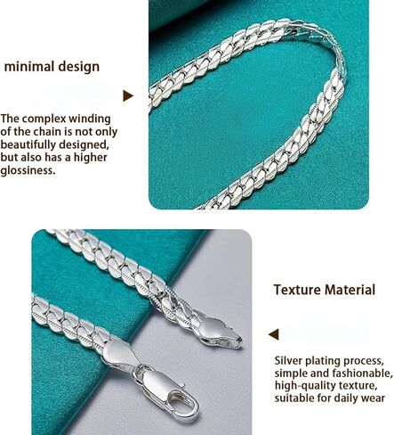 Cuban Chain Bracelet for Men Women, 925 Silver Cuban Link Chain Bracelet, Fashion Hip Hop Jewelry in Saudi Arabia