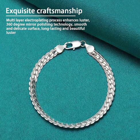 Cuban Chain Bracelet for Men Women, 925 Silver Cuban Link Chain Bracelet, Fashion Hip Hop Jewelry in Saudi Arabia