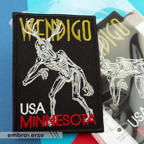 EMBROVERSE Wendigo Patch - Mystic Evil Spirit, Minnesota, USA Travel Patches - Embroidered Iron On - 2.8 x 3.9 inches in Saudi Arabia