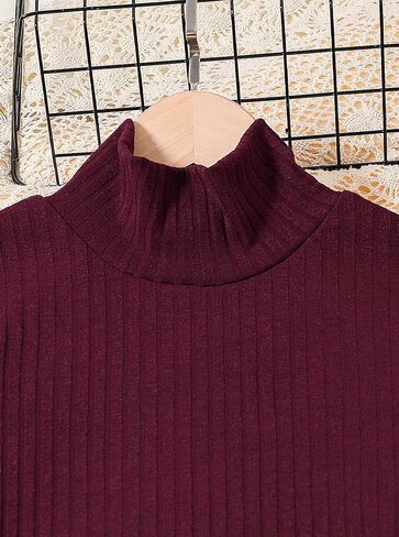 Girls Ribbed Knit 2 Piece Outfit Set Long Sleeve Turtleneck Top and Flared Pants Soft Stretchy Lounge Tracksuit in Saudi Arabia