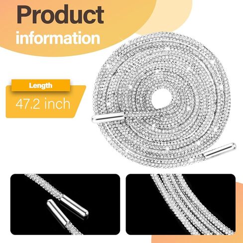 2PCS Rhinestone Shoe Laces, Glitter Shoe Laces for Hoodies, Sneakers, Sweatpants – Bling Drawstring Sparkly Replacement Strings in Saudi Arabia