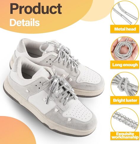 2PCS Rhinestone Shoe Laces, Glitter Shoe Laces for Hoodies, Sneakers, Sweatpants – Bling Drawstring Sparkly Replacement Strings in Saudi Arabia