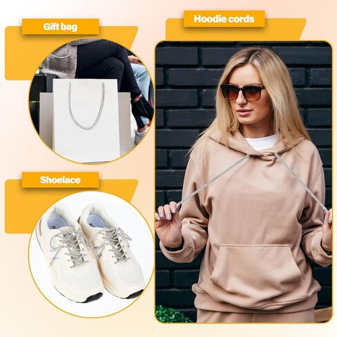 2PCS Rhinestone Shoe Laces, Glitter Shoe Laces for Hoodies, Sneakers, Sweatpants – Bling Drawstring Sparkly Replacement Strings in Saudi Arabia