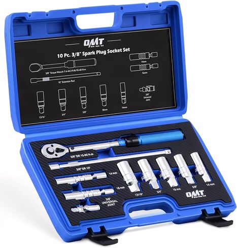 Orion Motor Tech 14pc Spark Plug Socket Set, 3/8 Inch Drive Magnetic Swivel Spark Plug Socket Set with Torque Wrench, Torque Bits, Universal Joint and Extension Bar, 5-45 ft.lb Spark Plug Removal Tool in Kuwait