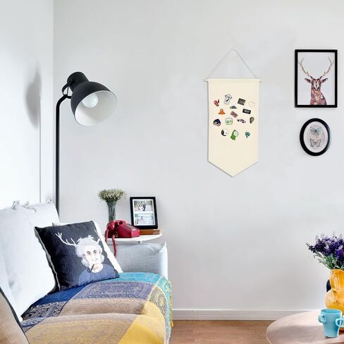Wall Hanging Canvas Pin Display - Brooch & Jewelry Storage Case for Enamel Earrings Necklaces (Black) in Saudi Arabia
