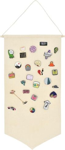 Wall Hanging Canvas Pin Display - Brooch & Jewelry Storage Case for Enamel Earrings Necklaces (Black) in Saudi Arabia