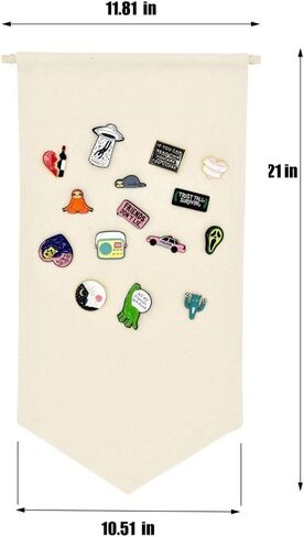 Wall Hanging Canvas Pin Display - Brooch & Jewelry Storage Case for Enamel Earrings Necklaces (Black) in Saudi Arabia