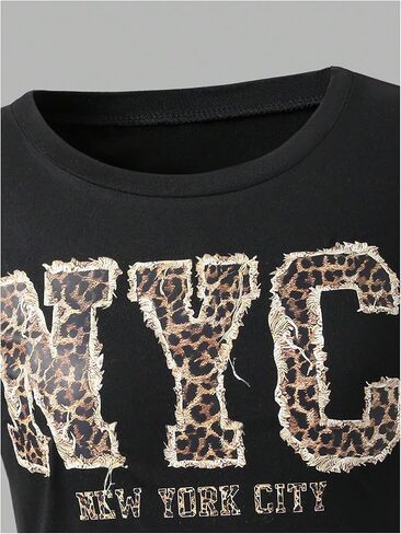 Milumia Girl's 2 Piece Outfits Leopard Top Tee and Loose Casual Wide Leg Pants Sets Streetwear in Saudi Arabia