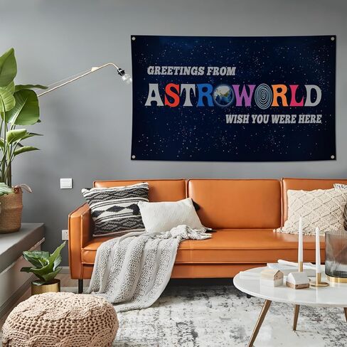 لافتة حائط بعلم Astroworld، مقاس 3 × 5 أقدام، ديكور غرفة بموضوع الفضاء لغرفة النوم، نسيج لديكور غرفة النوم الجامعي، كهف رجل مع أدوات التثبيت، طباعة عالية الوضوح على الوجهين، أدوات تركيب مجانية متضمنة in Saudi Arabia