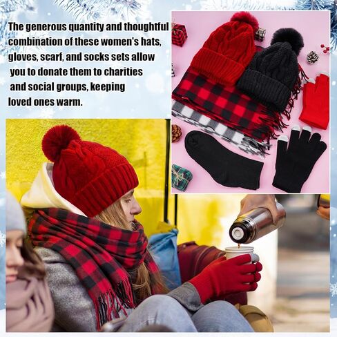 48 Pcs Bulk Winter Hat Gloves Scarf Set Women Men Fleece Beanie Touchscreen Gloves Scarfs for Homeless Donation in Saudi Arabia