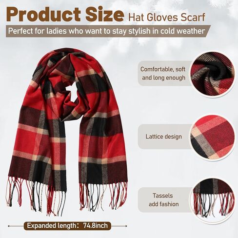 24 حزمة النساء قبعة الشتاء وشاح قفازات الأذن دفئا مجموعة قبعة صغيرة مع بوم منقوشة وشاح لمس قفازات للأذنين in Kuwait