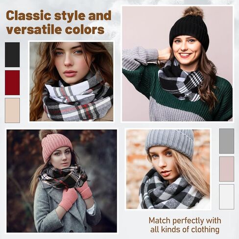 24 حزمة النساء قبعة الشتاء وشاح قفازات الأذن دفئا مجموعة قبعة صغيرة مع بوم منقوشة وشاح لمس قفازات للأذنين in Kuwait