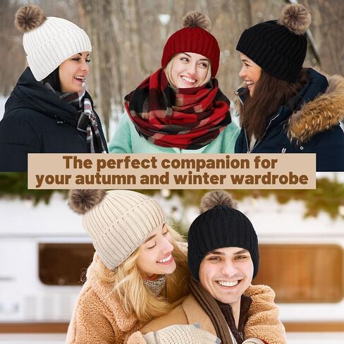 24 حزمة النساء قبعة الشتاء وشاح قفازات الأذن دفئا مجموعة قبعة صغيرة مع بوم منقوشة وشاح لمس قفازات للأذنين in Kuwait