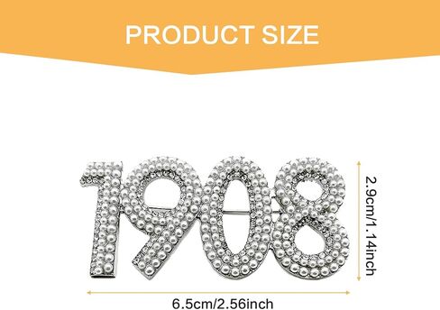 1908 Number Brooch,Pearl Rhinestone Brooch Pin AKA Sorority Gifts for Women Greek Organization Lapel Pin AKA Accessories Sisterhood Gift for Sorority Events, Graduations,Weddings in Saudi Arabia