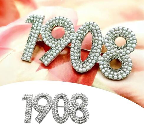 1908 Number Brooch,Pearl Rhinestone Brooch Pin AKA Sorority Gifts for Women Greek Organization Lapel Pin AKA Accessories Sisterhood Gift for Sorority Events, Graduations,Weddings in Saudi Arabia