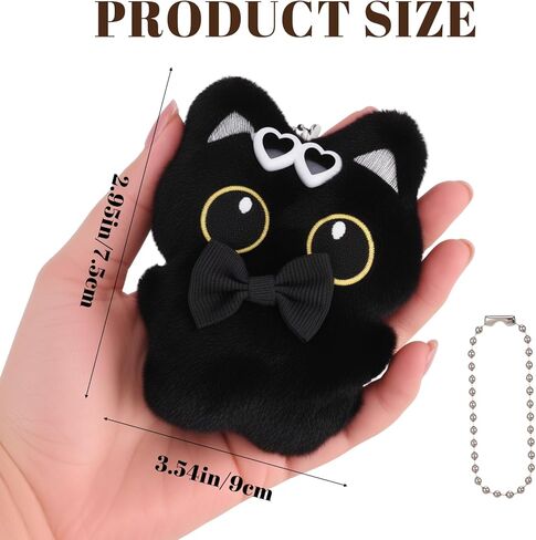 3 قطع من سلسلة المفاتيح القطيفة على شكل قطة سوداء لطيفة على شكل قطة سوداء ساحرة لحقائب الظهر وحقائب اليد والمحفظة in Kuwait