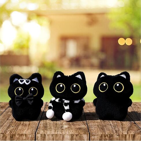 3 قطع من سلسلة المفاتيح القطيفة على شكل قطة سوداء لطيفة على شكل قطة سوداء ساحرة لحقائب الظهر وحقائب اليد والمحفظة in Kuwait