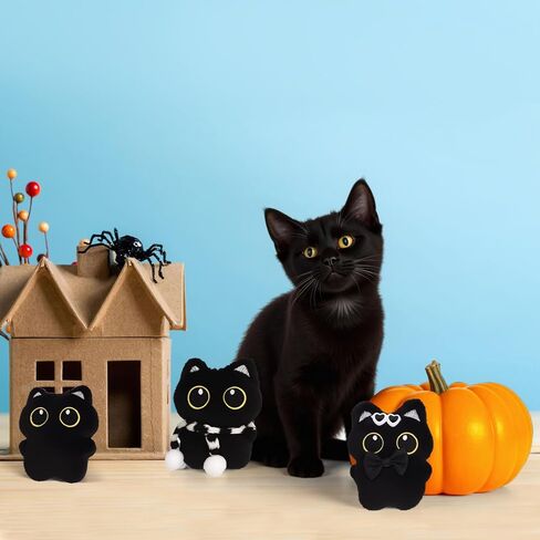 3 قطع من سلسلة المفاتيح القطيفة على شكل قطة سوداء لطيفة على شكل قطة سوداء ساحرة لحقائب الظهر وحقائب اليد والمحفظة in Kuwait