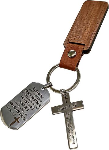 Christian Keychain with Bible Verse - Joshua 1:9 Luke 1:37 Cross Key Ring, Religious Inspirational Gift for Men Women Christian Keychain with Bible Verse in Saudi Arabia