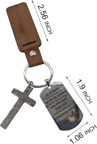 Christian Keychain with Bible Verse - Joshua 1:9 Luke 1:37 Cross Key Ring, Religious Inspirational Gift for Men Women Christian Keychain with Bible Verse in Saudi Arabia