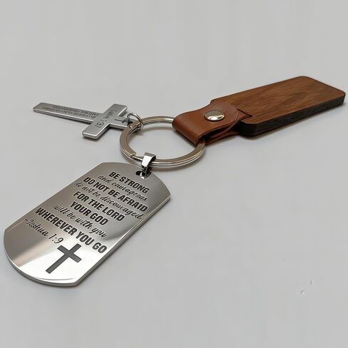 Christian Keychain with Bible Verse - Joshua 1:9 Luke 1:37 Cross Key Ring, Religious Inspirational Gift for Men Women Christian Keychain with Bible Verse in Saudi Arabia