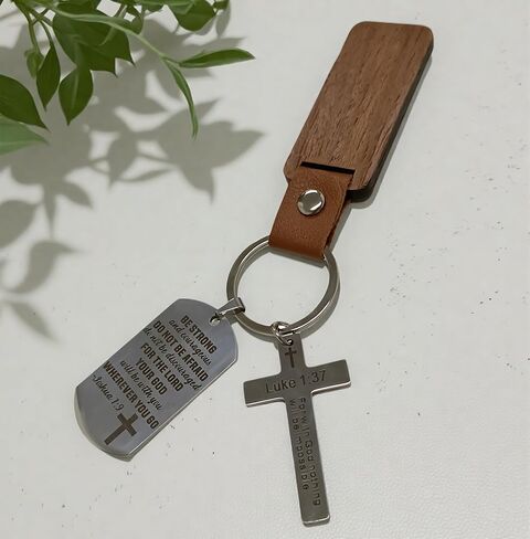 Christian Keychain with Bible Verse - Joshua 1:9 Luke 1:37 Cross Key Ring, Religious Inspirational Gift for Men Women Christian Keychain with Bible Verse in Saudi Arabia