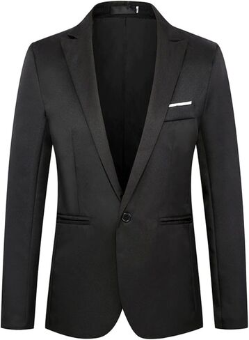 Mens Blazer Jacket Slim Fit Casual Button Business Suit Jacket Sport Coats Formal Wedding Tux Blazer with Pockets in Saudi Arabia