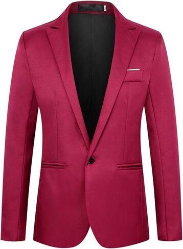 Mens Blazer Jacket Slim Fit Casual Button Business Suit Jacket Sport Coats Formal Wedding Tux Blazer with Pockets in Saudi Arabia