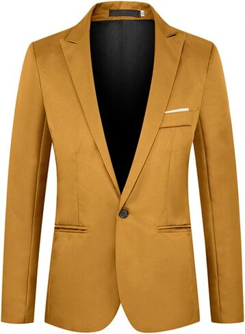 Mens Blazer Jacket Slim Fit Casual Button Business Suit Jacket Sport Coats Formal Wedding Tux Blazer with Pockets in Saudi Arabia