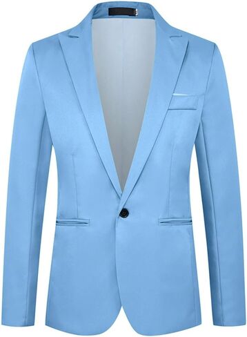 Mens Blazer Jacket Slim Fit Casual Button Business Suit Jacket Sport Coats Formal Wedding Tux Blazer with Pockets in Saudi Arabia