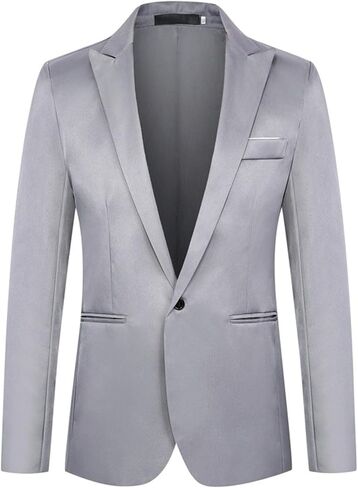 Mens Blazer Jacket Slim Fit Casual Button Business Suit Jacket Sport Coats Formal Wedding Tux Blazer with Pockets in Saudi Arabia