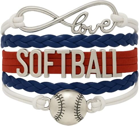 Softball Charm Bracelet- Infinity Love Adjustable Softball Jewelry in Team Colors - Gift For Softball Players in Kuwait