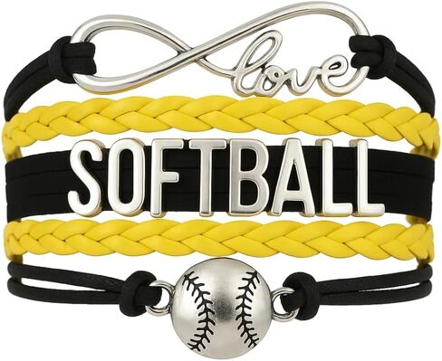 سوار Softball الساحر - مجوهرات Infinity Love القابلة للتعديل بألوان الفريق - هدية للاعبي الكرة اللينة in Kuwait