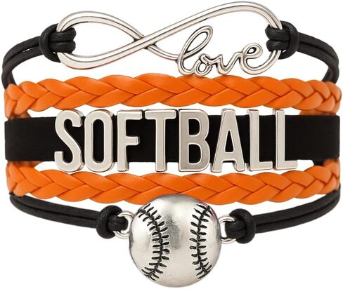 سوار Softball الساحر - مجوهرات Infinity Love القابلة للتعديل بألوان الفريق - هدية للاعبي الكرة اللينة in Kuwait