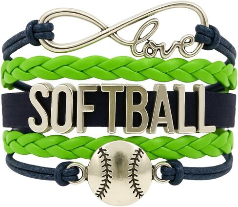 سوار Softball الساحر - مجوهرات Infinity Love القابلة للتعديل بألوان الفريق - هدية للاعبي الكرة اللينة in Kuwait