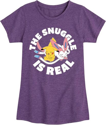 HYBRID APPAREL - Pokémon - The Snuggle is Real Pikachu and Sylveon - تي شيرت برسومات قصيرة الأكمام للفتيات الصغيرات والشباب in Kuwait