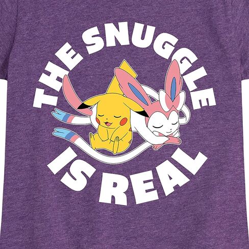 HYBRID APPAREL - Pokémon - The Snuggle is Real Pikachu and Sylveon - تي شيرت برسومات قصيرة الأكمام للفتيات الصغيرات والشباب in Kuwait