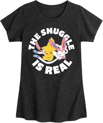 HYBRID APPAREL - Pokémon - The Snuggle is Real Pikachu and Sylveon - تي شيرت برسومات قصيرة الأكمام للفتيات الصغيرات والشباب in Kuwait
