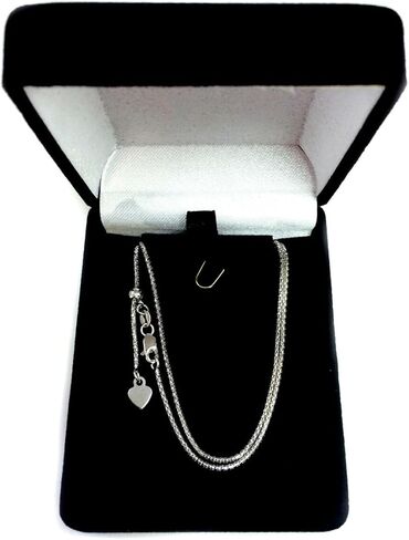 قلادة من سلسلة ربط الفشار من الذهب الحقيقي الأبيض عيار 14 قيراط قابلة للتعديل من Jewelry Affairs، 1.3 ملم، 22 بوصة in Kuwait