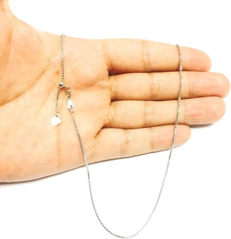 قلادة من سلسلة ربط الفشار من الذهب الحقيقي الأبيض عيار 14 قيراط قابلة للتعديل من Jewelry Affairs، 1.3 ملم، 22 بوصة in Kuwait