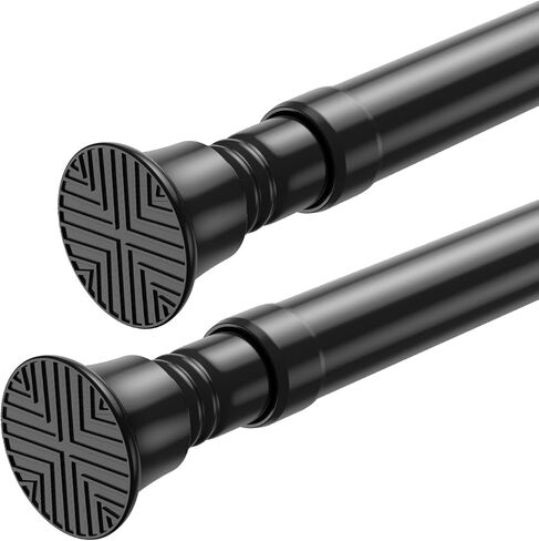 2Pack Tension Rod 24-46Inch Black Curtain Rods for Windows Spring Adjustable Curtain Rods no Drilling Tension Curtain Rods for Window,Doorway,Closets in Kuwait